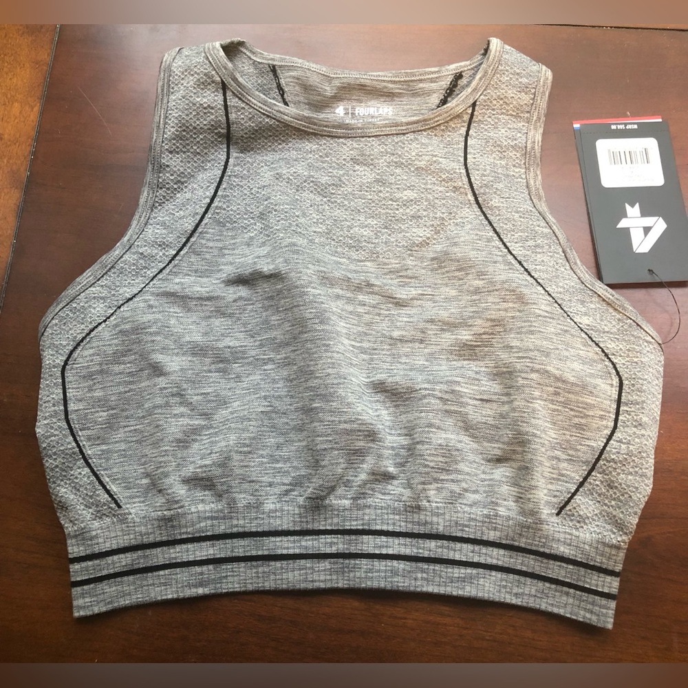 NWT FourLaps Breath Seamless Sports Bra in Heather Grey - Size XL